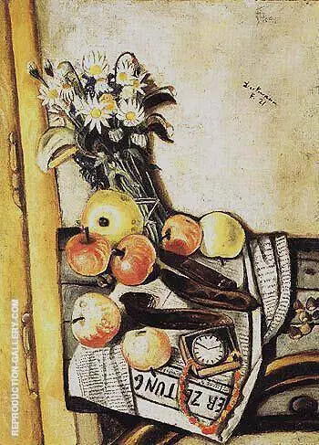 Still Life with Marguerites 1921 By Max Beckmann