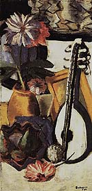 Still Life with Violet Dahlias By Max Beckmann