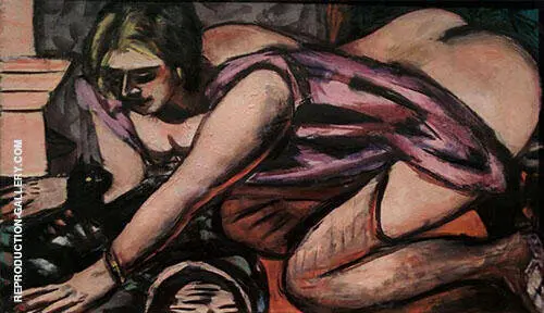 Semi Nude with Cat 1945 By Max Beckmann