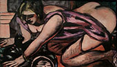 Semi Nude with Cat 1945 By Max Beckmann