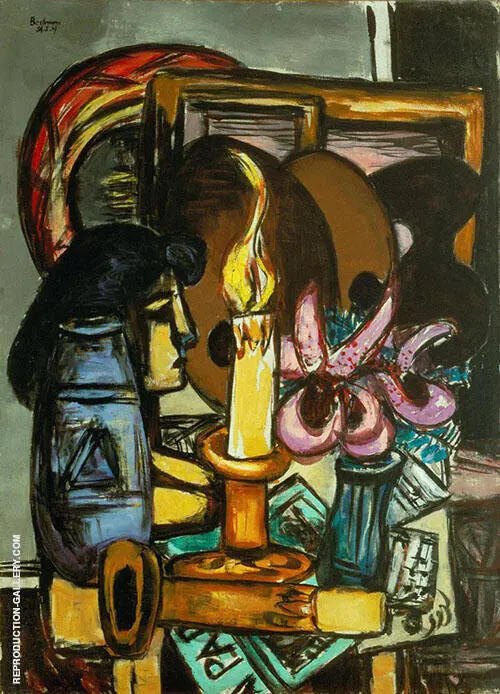 Woman in Front of a Mirror with Orchids 1947 By Max Beckmann