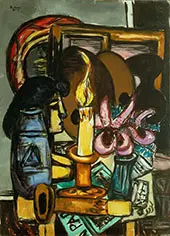 Woman in Front of a Mirror with Orchids 1947 By Max Beckmann