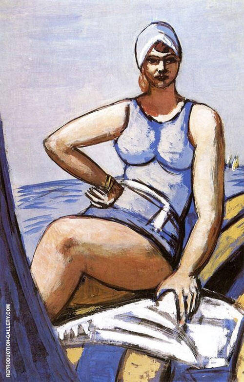 Quappi in Blue in a Boat by Max Beckmann | Oil Painting Reproduction