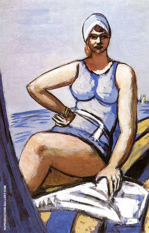 Quappi in Blue in a Boat By Max Beckmann