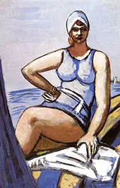 Quappi in Blue in a Boat By Max Beckmann