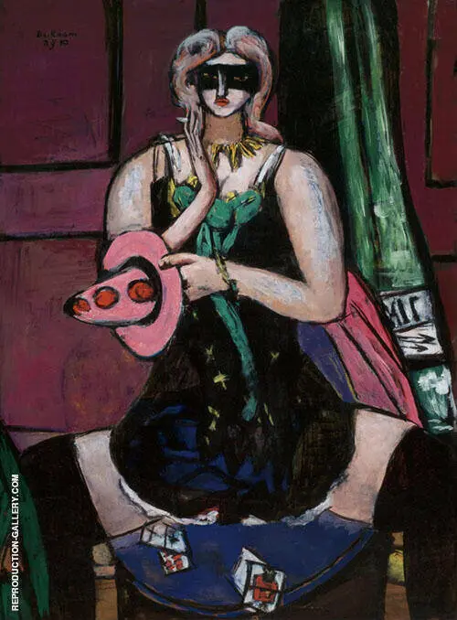 Carnival Mask Green Violet and Pink 1950 By Max Beckmann
