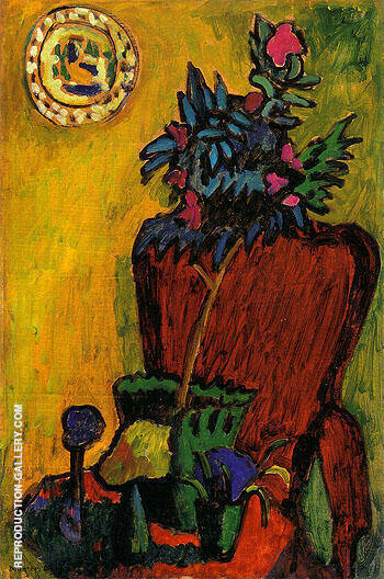 Still Life with Chair 1909 by Gabriele Munter | Oil Painting Reproduction