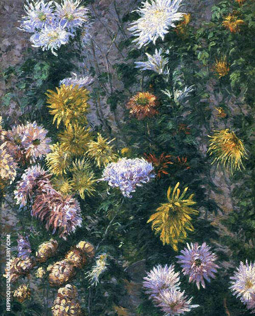White and Yellow Chrysanthemums Garden at Petit Gennevilliers 1893 | Oil Painting Reproduction