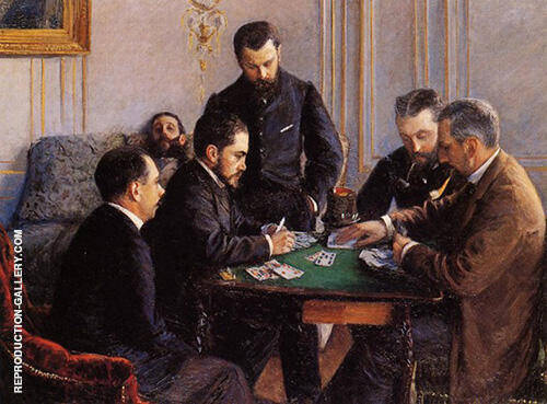 The Bezique Game 1800 by Gustave Caillebotte | Oil Painting Reproduction