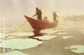 River Drivers in the Spring Break Up 1905 By Frederic Remington