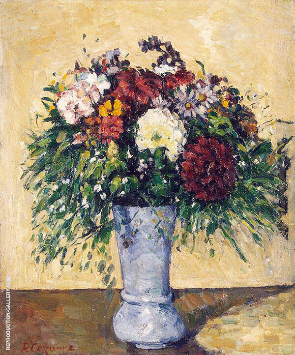 Flowers in a Blue Vase 1873 by Paul Cezanne | Oil Painting Reproduction