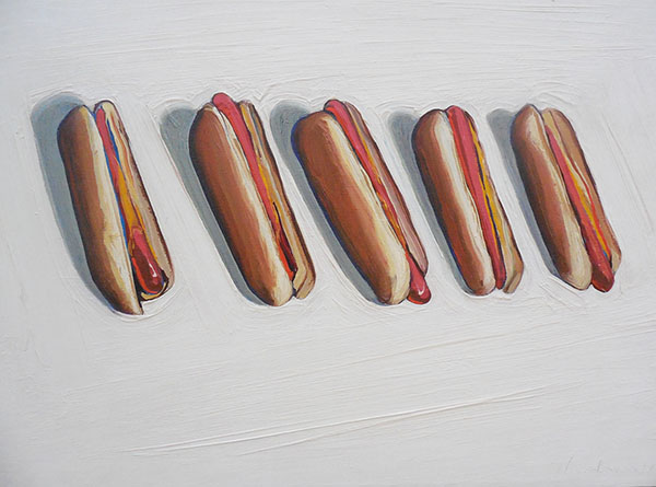 Five Hot Dogs by Wayne Thiebaud | Oil Painting Reproduction