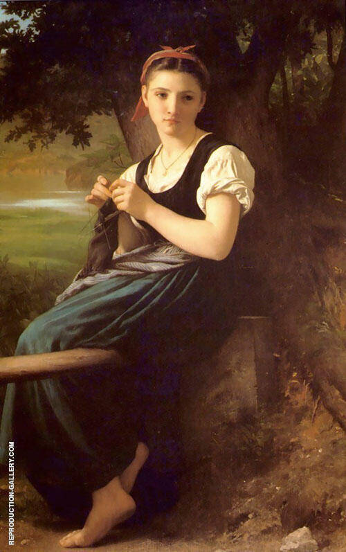 La tricoteuse The Knitting Girl 1869 | Oil Painting Reproduction