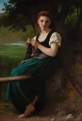 La Tricoteuse The Knitting Girl 1869 By William-Adolphe Bouguereau