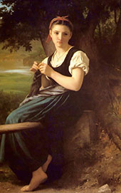 La tricoteuse The Knitting Girl 1869 By William-Adolphe Bouguereau