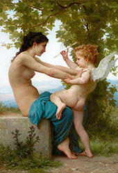 A Young Girl Defending Herself Against Eros 1880 By William-Adolphe Bouguereau