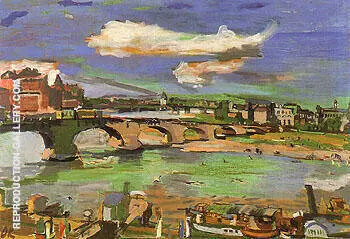 Dresden Augustus Bridge with Steamboat II 1923 By Oskar Kokoschka