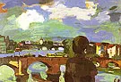Dresde Bridges of the Elbe with Figure Seen from the Back 1923 By Oskar Kokoschka