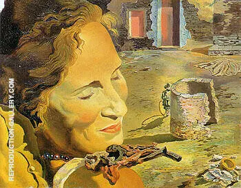 Gala with Two Lamb Chops in Equilibrium on Her Shoulder 1933 By Salvador Dali