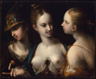 Pallas Athena Venus and Juno 1593 By Hans von Aachen