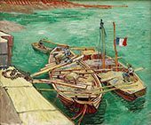 Quay with Men Unloading Sand Barges 1888 By Vincent van Gogh