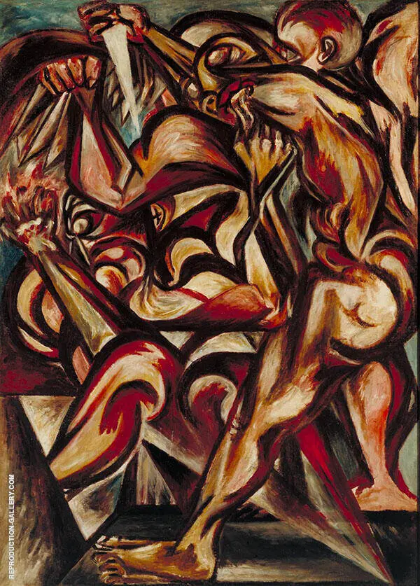 Untitled Naked Man with Knife 1938 By Jackson Pollock (Inspired By)