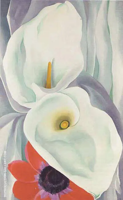 Calla Lilies With Red Anemone 1928 By Georgia O'Keeffe