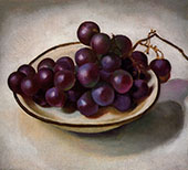 Grapes On White Dish Dark Rim 1920 By Georgia O'Keeffe