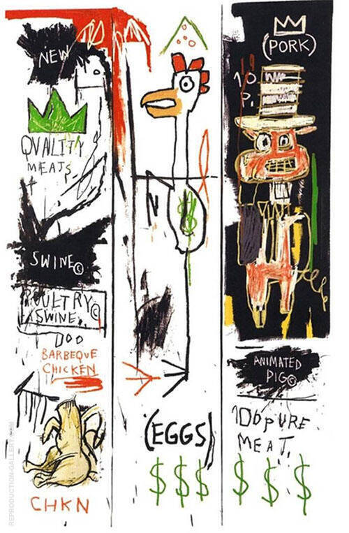 Meats for the Public A by Jean-Michel-Basquiat | Oil Painting Reproduction