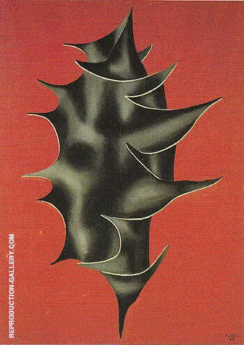 Holly Leaf on Red Background 1928 By Fernand Leger