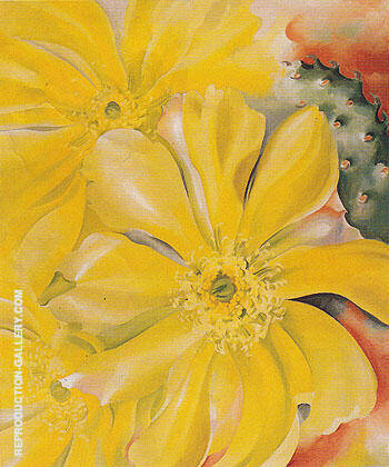 Yellow Cactus Flower Painting by Georgia O'Keeffe Art Reproduction