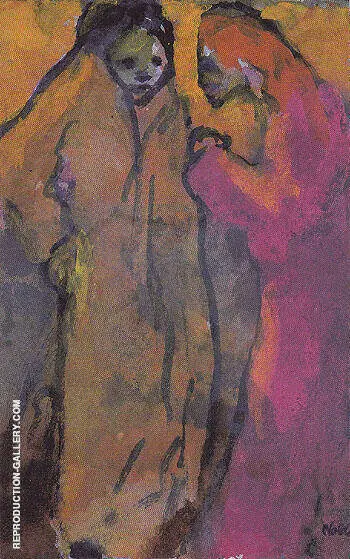 Two Women Brown and Red By Emil Nolde