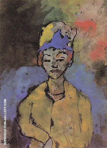 Woman in a Blue Hat By Emil Nolde