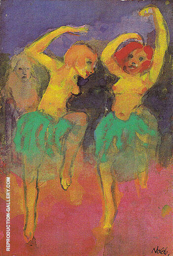 Two Dancers Redhead and Blonde by Emil Nolde | Oil Painting Reproduction