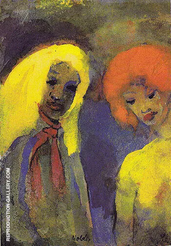 Two Women Yellow and Red Hair By Emil Nolde