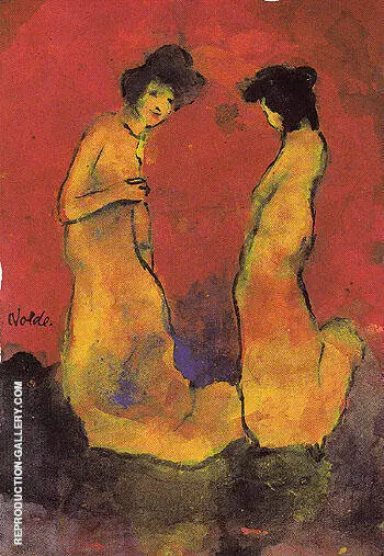 Two Women in Long Gowns By Emil Nolde