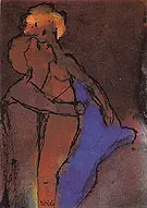 Reddish brown Couple Embracing By Emil Nolde