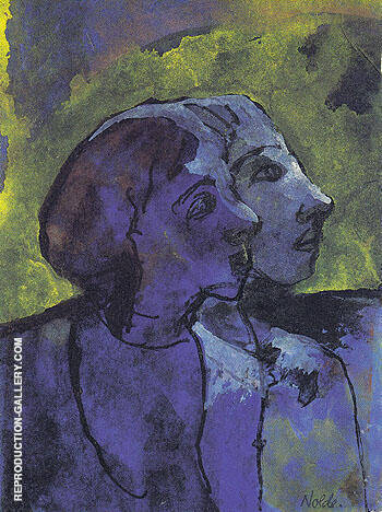 Blue Couple in Sidelight by Emil Nolde | Oil Painting Reproduction