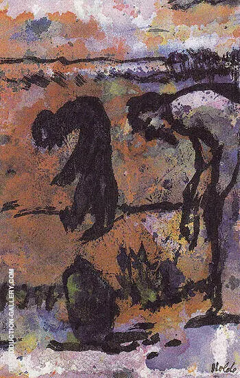 Figures Bending Over By Emil Nolde