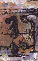 Figures Bending Over By Emil Nolde