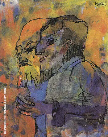 Two Bearded Old Men in Profile By Emil Nolde