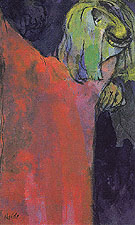 Green Head above Red Cloak By Emil Nolde