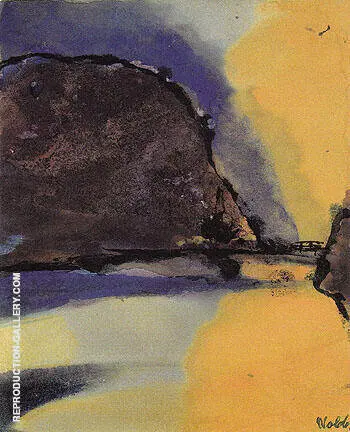 Brown Mountain on a Lake By Emil Nolde