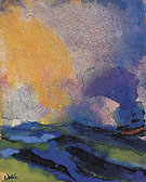 Blue green Sea with Steamer By Emil Nolde