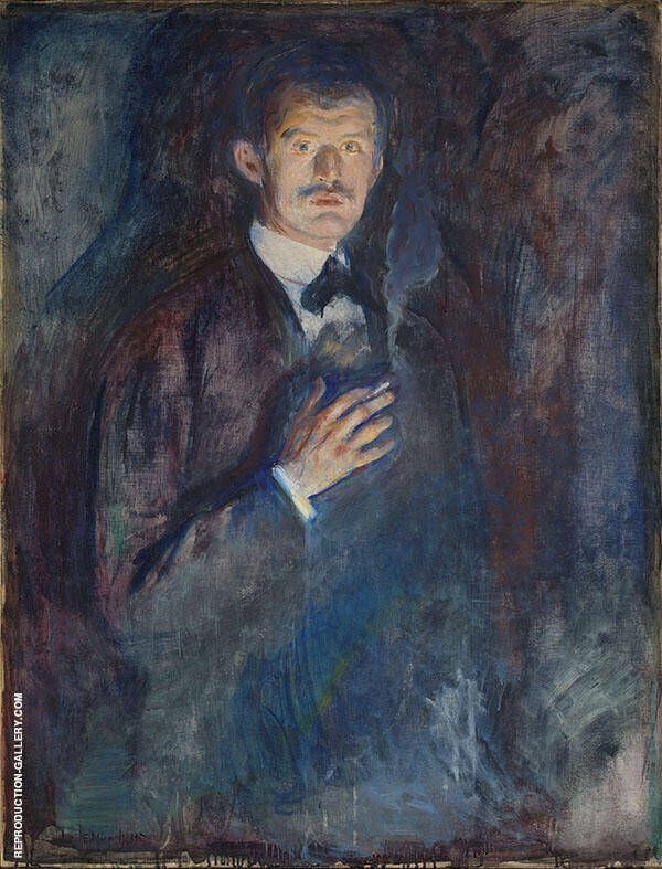 Self Portrait with Burning Cigarette 1895 | Oil Painting Reproduction