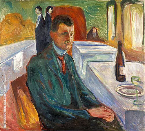Self Portrait with Wine Bottle 1906 By Edvard Munch