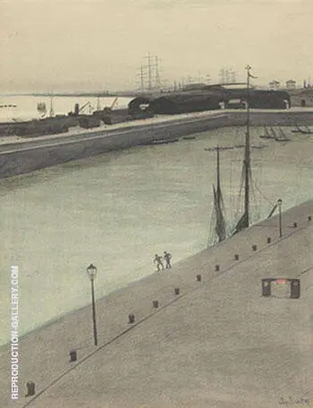 Port dOstende Quai Avec Deux Figures By Leon Spilliaert