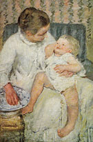 Mother About to Wash her Sleepy Child 1880 By Mary Cassatt