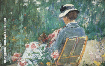 Lydia Seated in the Garden with a Dog in Her Lap c1880 | Oil Painting Reproduction
