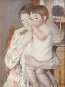 Baby on his Mothers Arm Sucking his Finger 1889 By Mary Cassatt